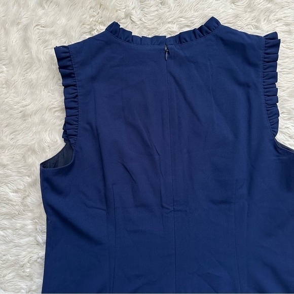 J. Crew Factory Dress Ruffleneck Suit Above Knee Antique Navy Blue 10 NWT New - Picture 7 of 12